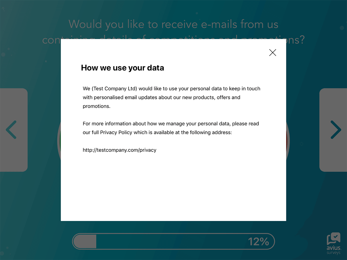 Example of a Privacy Notice within a survey