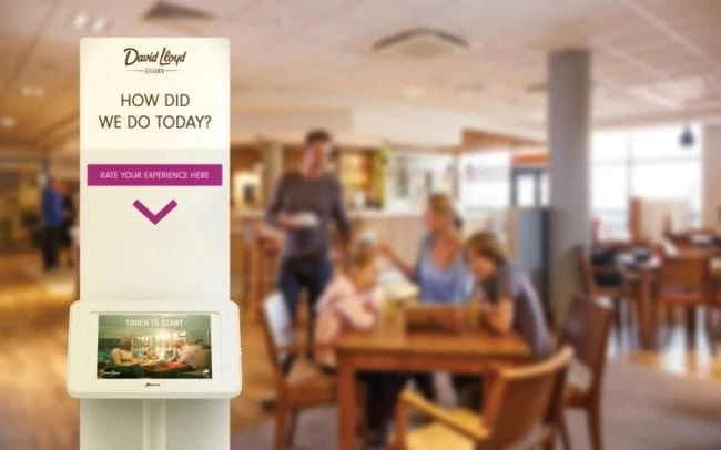 Survey kiosk at a David Lloyd cafe