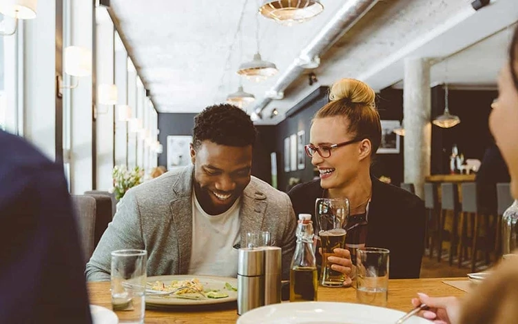 happy customers in a restaurant